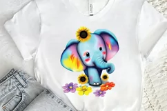 Flower Baby Elephant Sublimation PNG Clipart Product Image 3