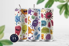 Cute baby monster Digital Paper | Spooky Bacteria Pattern Product Image 2