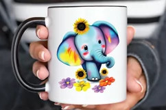 Flower Baby Elephant Sublimation PNG Clipart Product Image 2