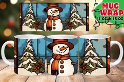 Snowman STAINED GLASS FESTIVE HARMONY 11OZ 15OZ MUG WRAP Product Image 1