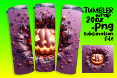 BOLD 20oz Tumbler Artwork for Sublimation , 3D Pumpkin Product Image 1