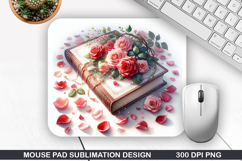 Rose Book Flower Mouse Pad Sublimation,Animals Mouse Pad PNG Product Image 1