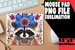 Raccoon &amp; Floral Mouse Pad Design for Sublimation PNG Product Image 1