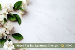 Flat Lay Background Mockup, Floral Background PNG Product Image 1