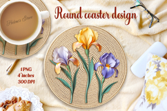 Delicate floral round coaster sublimation designs BUNDLE Product Image 7