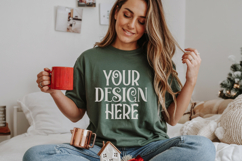 Christmas Gildan 18000 Forest Green Crewneck Sweatshirt Mock Product Image 1