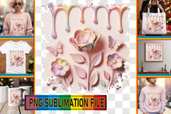 Joyful Sublimation TSHIRT Designs, 3D Flowers Product Image 1
