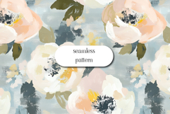Elegant Blush and Cream Peony Floral Seamless Pattern on Sof Product Image 1