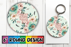Timeless Circle Car Coasters, Flower Quote Product Image 1
