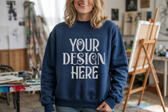 Navy Gildan 18000 Sweatshirt Model Mockups, Product Image 1