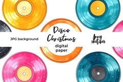 Retro Vinyl Record Groovy Digital Papers Disco Christmas Product Image 1