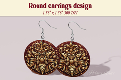 Vintage pattern earrings |Luxury Round Earring sublimation Product Image 1