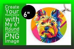 Radiant Colorful Dog Round Design Keychain Sublimation Product Image 1
