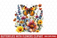 Butterflies With Flowers Clipart Product Image 1