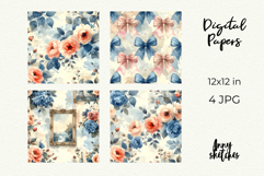 Vintage French Digital Paper Watercolor Seamless Patterns Product Image 2