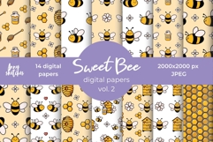 Bee Digital Paper 14 Yellow Honey Bee Cute Seamless Patterns Product Image 1