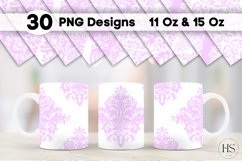 30 Purple Damask Pattern Mug Sublimation PNG Bundle Product Image 1