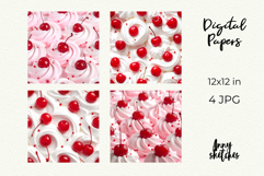 Cream and Cherry Digital Paper Kit Rococo Patterns Product Image 2