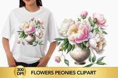 flowers peonies clipart, peonies sublimation Product Image 1