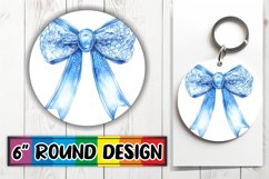 Sublimation Round Design PNG with Watercolor Bow Art Product Image 1