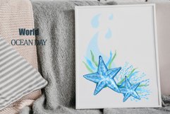 Watercolor Sea Animals Wall art.Painting, background . Product Image 3
