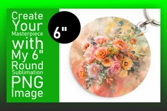 Circle Design Round Keychain Floral Sublimation PNG Product Image 1