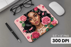 Afro Girl / Woman braided hair Mouse Pad, Black Queen PNG Product Image 1