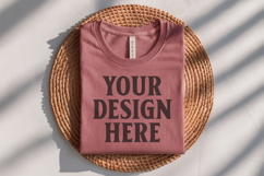 Heather Mauve Bella Canvas 3001 Flat Lay T-Shirt Mockup Product Image 1