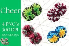 Cheerleader Clipart PNG with Glitter Pom and Color Splash Product Image 1