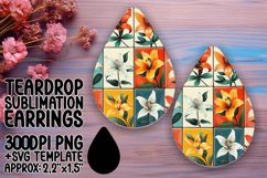 Elegant Blossom Bliss Sublimation Teardrop Earring Design Product Image 1