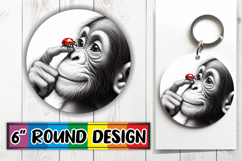 Cheerful Round Keychain PNG, Cute Animals Product Image 1