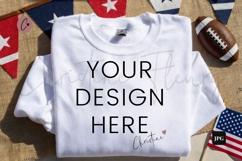 4th Of July White Sweatshirt Mockup Flatlay Product Image 1