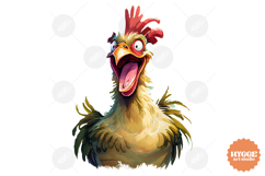 Funny Farm Animals Watercolor PNG | Cow Pig Rooster Horse Product Image 1