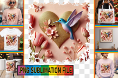 Elegant TOTE BAG Designs PNG, 3D Heart Product Image 1