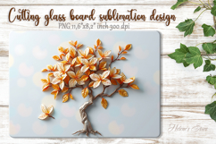 3d Pearl &amp; Gold Tree glass kitchen cutting board design png Product Image 1
