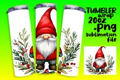 Watercolor Gnome Wrap 20oz Christmas Sublimation Design Product Image 1