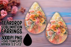 Sublimation Design - Bright Floral Teardrop Earrings Product Image 1