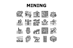 mining engineer geology icons set vector Product Image 1