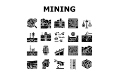 mining engineer geology icons set vector Product Image 1