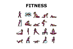 pregnant fitness icons set vector Product Image 1