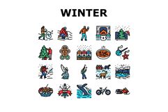 winter spend time icons set vector Product Image 1