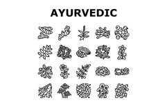 ayurvedic herbs medicine health icons set vector Product Image 1