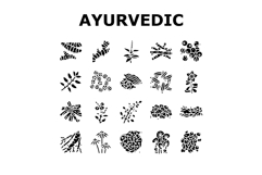 ayurvedic herbs medicine health icons set vector Product Image 1