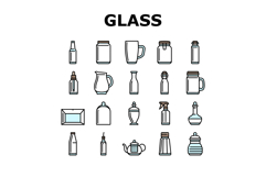 glass packaging bottle product icons set vector Product Image 1