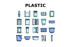 plastic packaging food container icons set vector Product Image 1