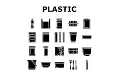 plastic packaging food container icons set vector Product Image 1