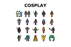 cosplay comic movie anime icons set vector Product Image 1