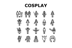 cosplay comic movie anime icons set vector Product Image 1