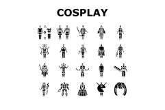 cosplay comic movie anime icons set vector Product Image 1