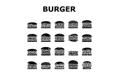 burger food hamburger bun icons set vector Product Image 1